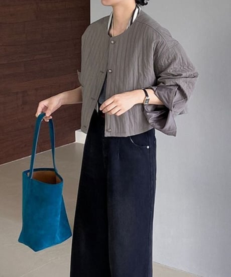 baloon slevve stripe textured blouson /2color　FL2672