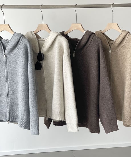 double zip knit hoodie /4color　FL2847