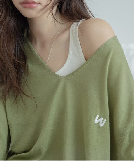 silk touch v-neck knit tops /3color　FL3249