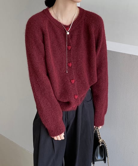 mohair heart button cardigan /5color　FL2946