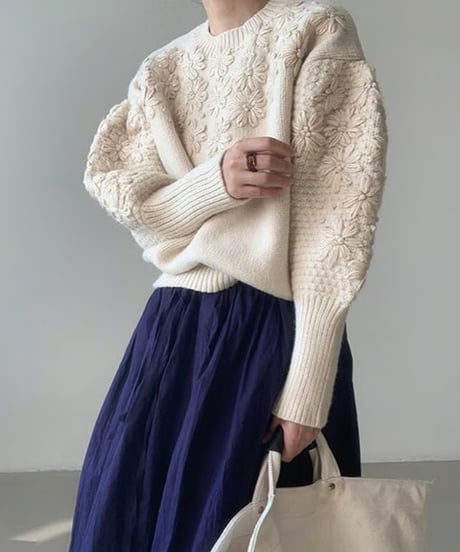 ribbed sleeve knit sweater /2color　FL3109