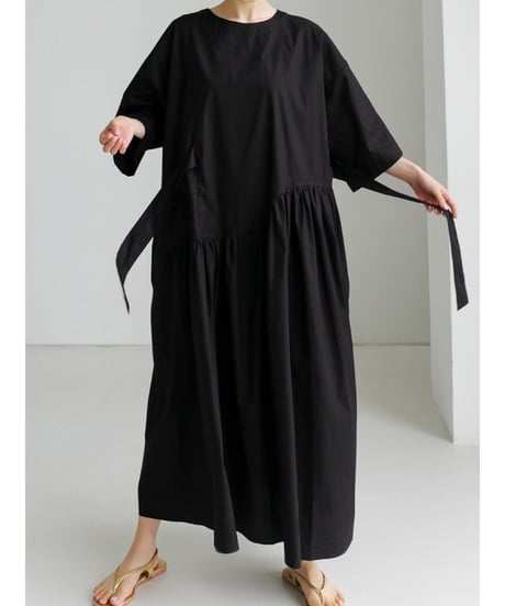 waist mark half sleeve dress /2color　FL2028