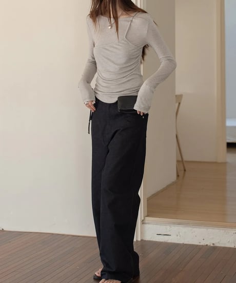 fake layered design cut and sew /3color　FL3329