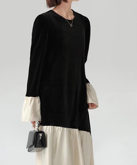 bicolor velvet flare op　FL2965