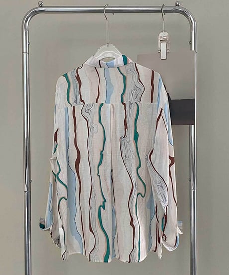 marble striped sheer shirt　FL2607