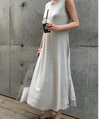 sleeveless maxi dress casual op /2color　FL3656