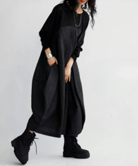 black cocoon long dress　FL3572