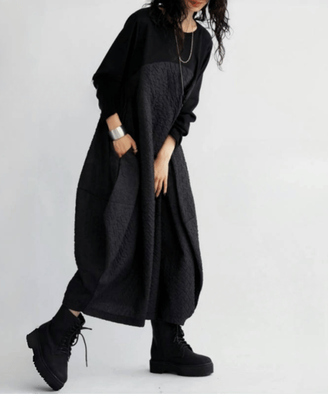 black cocoon long dress　FL3572