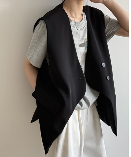 front button double vest /2color　FL3342