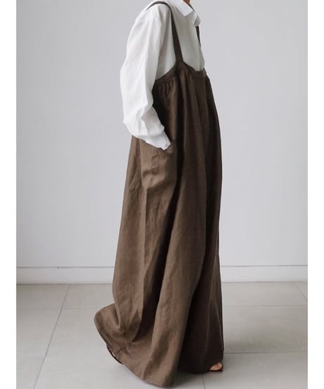 side pocket wide overalls /3color　FL2455
