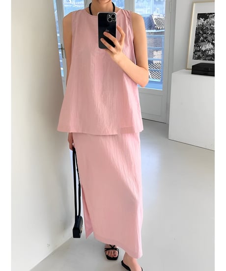 back design top slit skirt set up /3color　FL2449