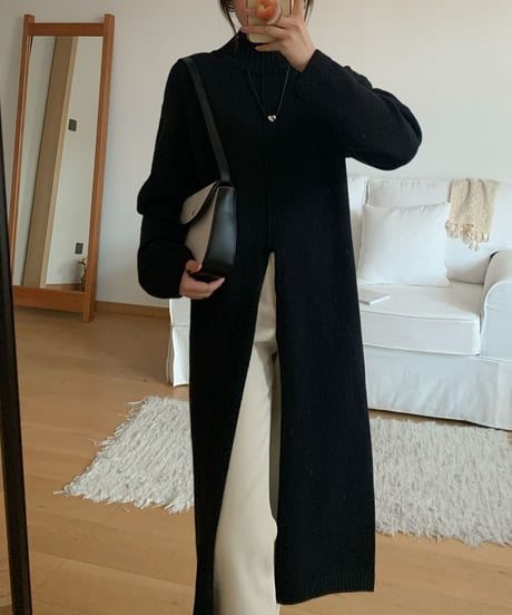 front slit long sweater /2color　FL2583