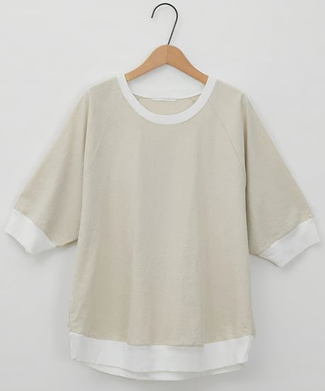 relaxed half sleeve cut and sew /2color　FL3392