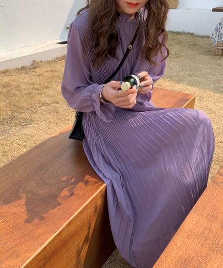 purple pleated chiffon op　FL2180