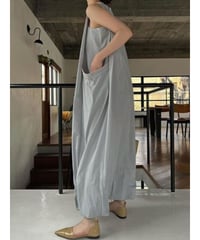 drawstring hem sleeveless one-piece /2color　FL3613