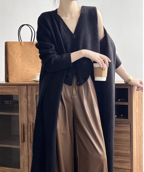 knit vest & cardigan ensemble /5color　FL3070