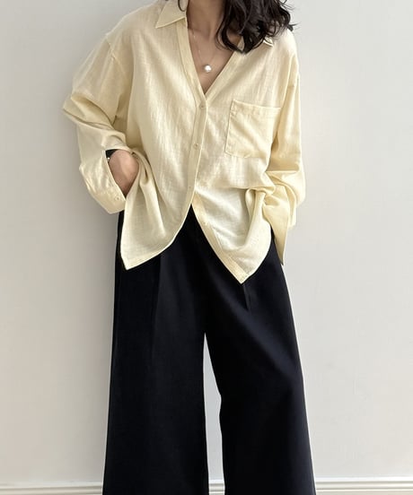 collared v-neck shirt /4color　FL3338