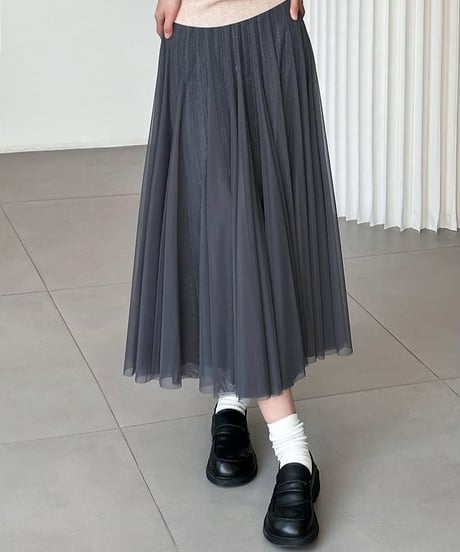 a-line pleated tulle skirt /3color  FL2963