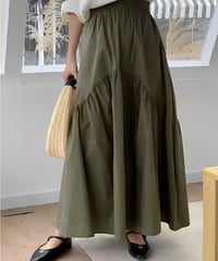 gathered maxi skirt /4color　FL2474