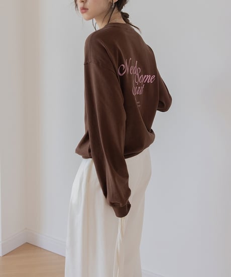drop shoulder letter print sweat tops /4color　FL3254