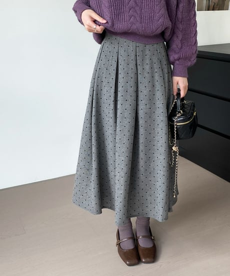 polka-dot pleated skirt /2color　FL2852