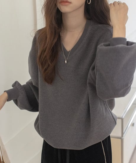 lantern sleeve v-neck pullover knit /2color　FL3178