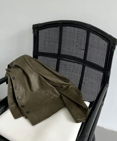 collarless faux leather button jacket　FL2982