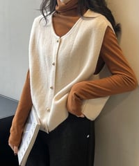 collarless knit vest /6color　FL2932