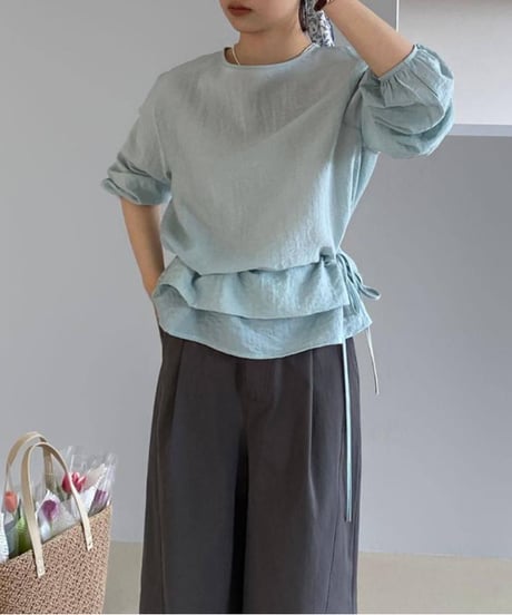 drawstring lace-up blouse /3color　FL3367