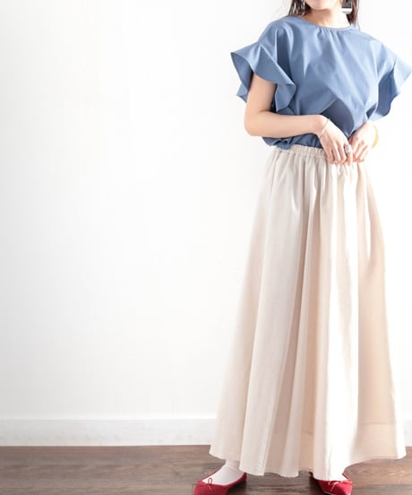 ruffle sleeve crew neck blouse /5color　FL3640