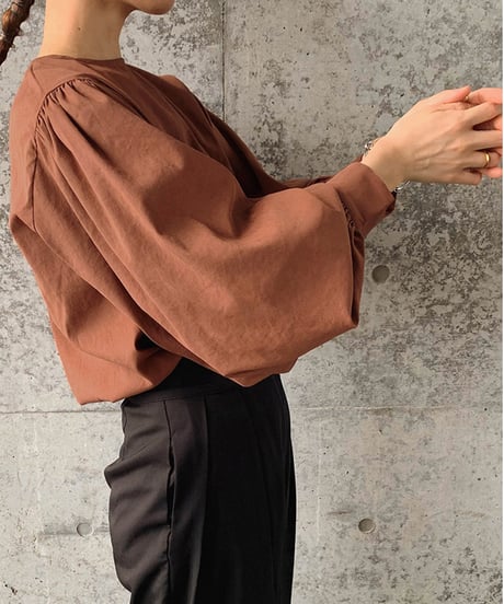back button lantern sleeve tops /4color　FL3330