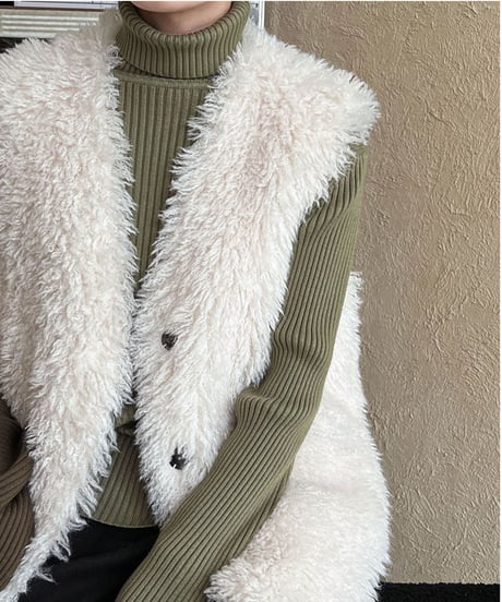 lamb hair fur vest /2color　FL3043