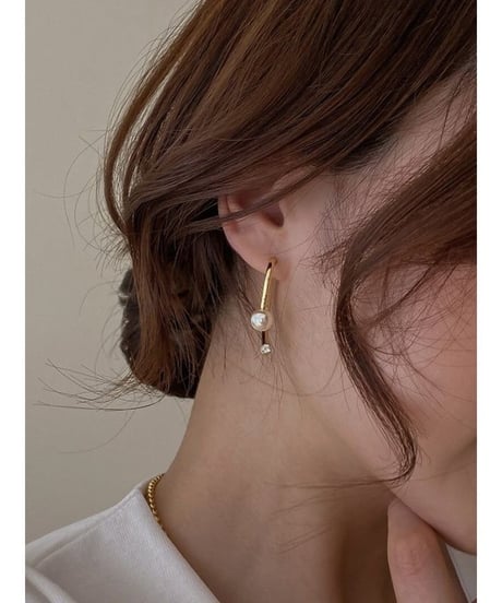 pearl hoop earrings　FL2355