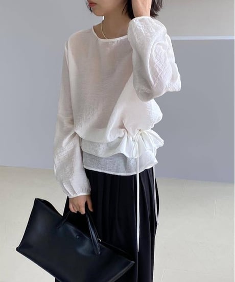 drawstring lace-up blouse /3color　FL3367