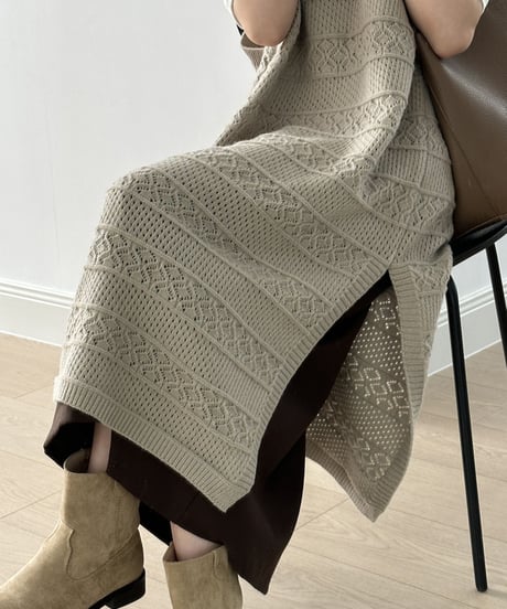 aran-knit vest op /2color　FL2828