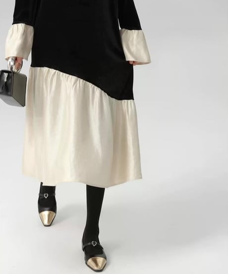 bicolor velvet flare op　FL2965