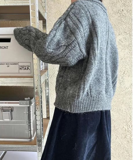 large cable knit zip cardigan /3color　FL2969
