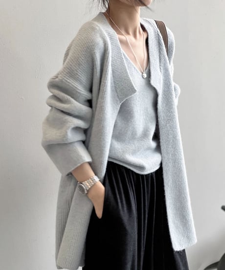 knit cardigan & camisole ensemble /4color　FL3071