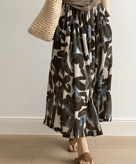 floral printed a-line skirt /2color　FL3352