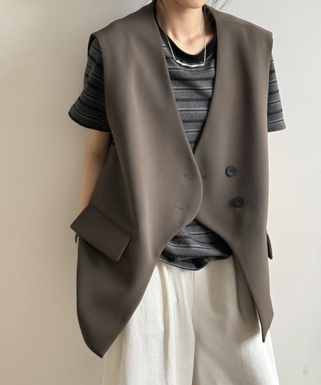 front button double vest /2color　FL3342