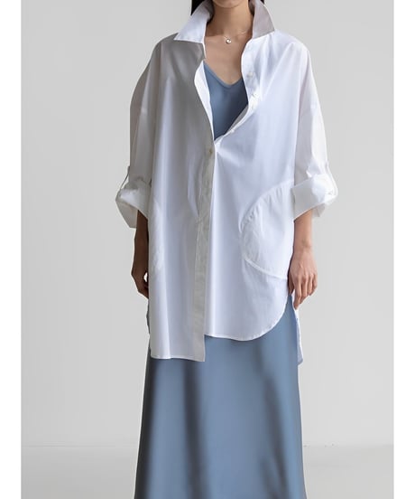 oversized buttoned sleeve shirt /2color　FL2027