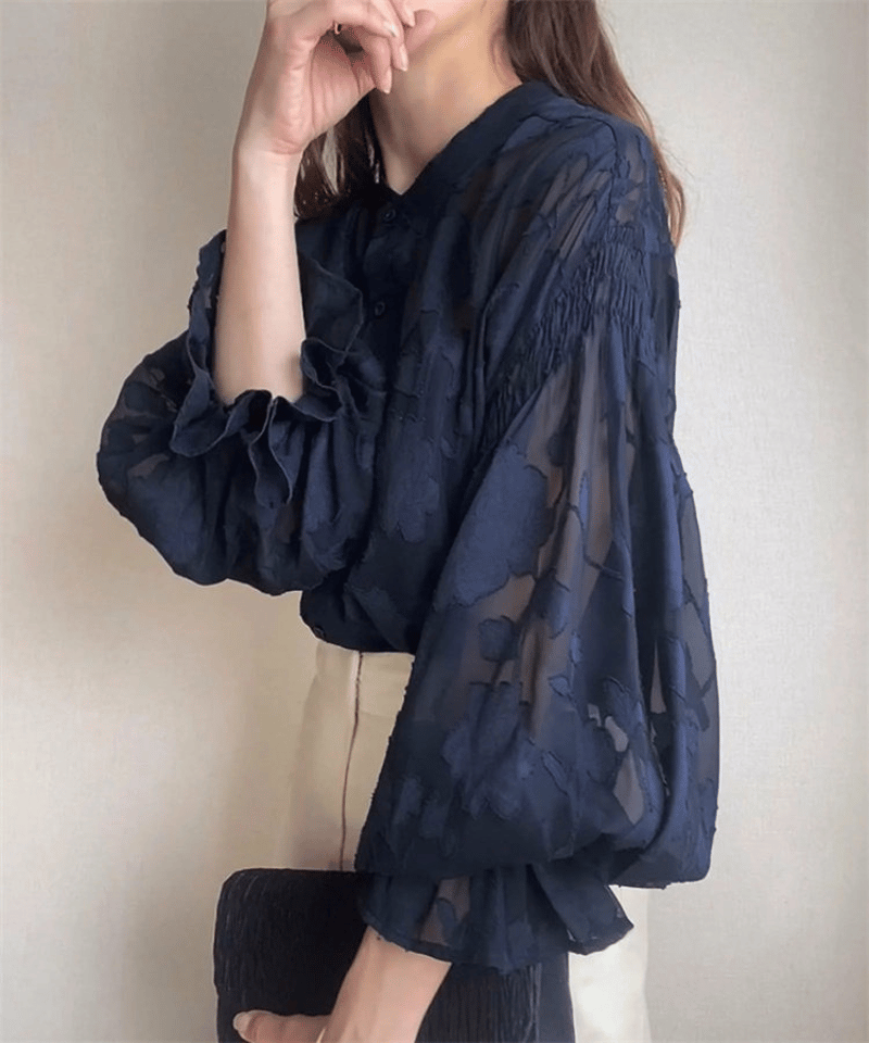 sheer floral chiffon blouse /5color FL3581 | Flosa