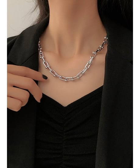 u-shaped chain round necklace /2color　FL2373