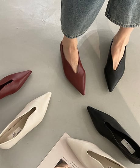 pointed v-cut shoes /3color　FL2210