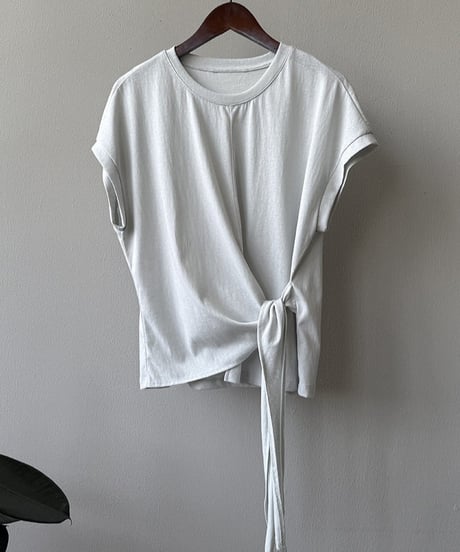 side tie drape front cotton tshirt/2color　FL3649