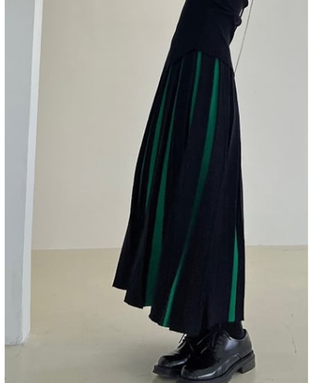 bicolor a-line ambrella skirt/ 2color　FL3143