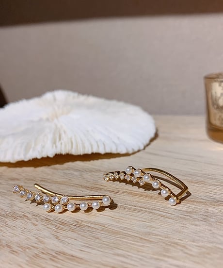 pearl crystal ear cuff　FL2187