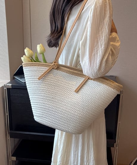 natural straw tote bag /2color　FL2327