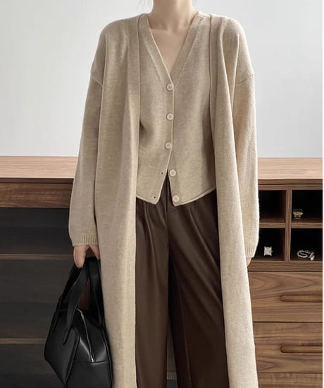 knit vest & cardigan ensemble /5color　FL3070