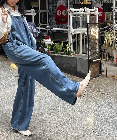 tuck denim overalls　FL2401
